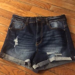 Distressed denim shorts from Kendall+Kylie